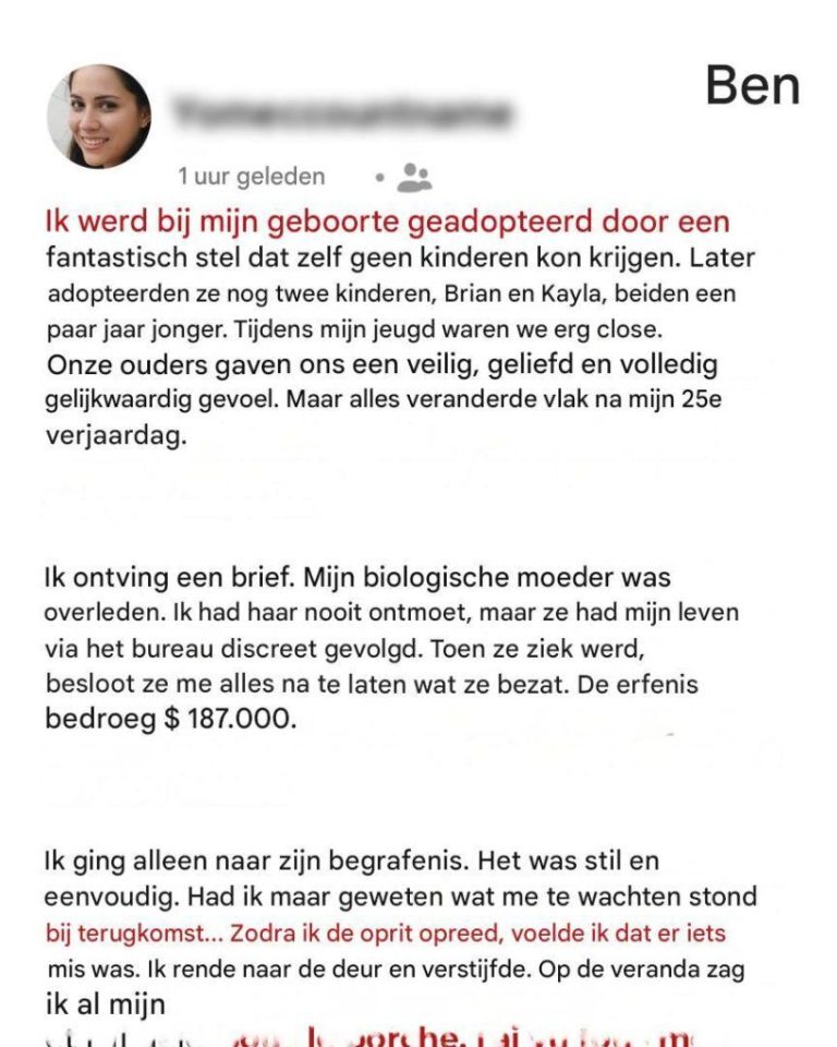 Mijn biologische moeder, die ik nooit heb ontmoet, liet me haar hele vermogen na ($187.000), maar wat me thuis na…